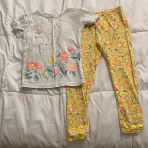 Bunny flower pajama set